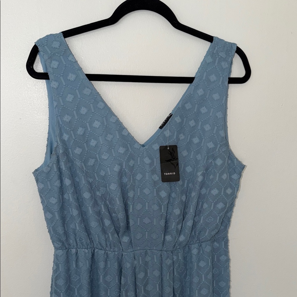 torrid Dusty Blue Textured V-Neck Midi Dress